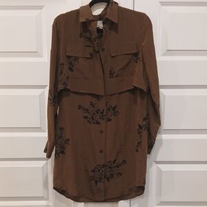 Billy Reid Brown Black Floral Long Tunic/Dress Womens Size Medium